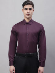 Men's Purple-Wine Dobby Textured Formal Shirt-SF-871