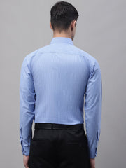 Men Blue Vertical Striped Formal Shirt-SF-872