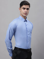 Men Blue Vertical Striped Formal Shirt-SF-872