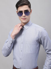 Men Grey Vertical Striped Formal Shirt-SF-872