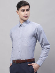 Men Grey Vertical Striped Formal Shirt-SF-872