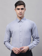 Men Grey Vertical Striped Formal Shirt-SF-872