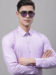 Men Purple Vertical Striped Formal Shirt-SF-872