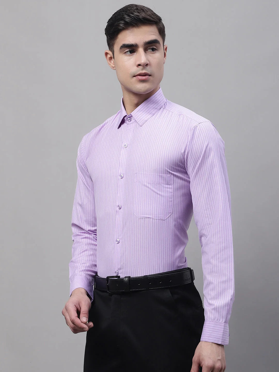 Men Purple Striped Formal Shirt | Stylish Cotton Formal Shirts