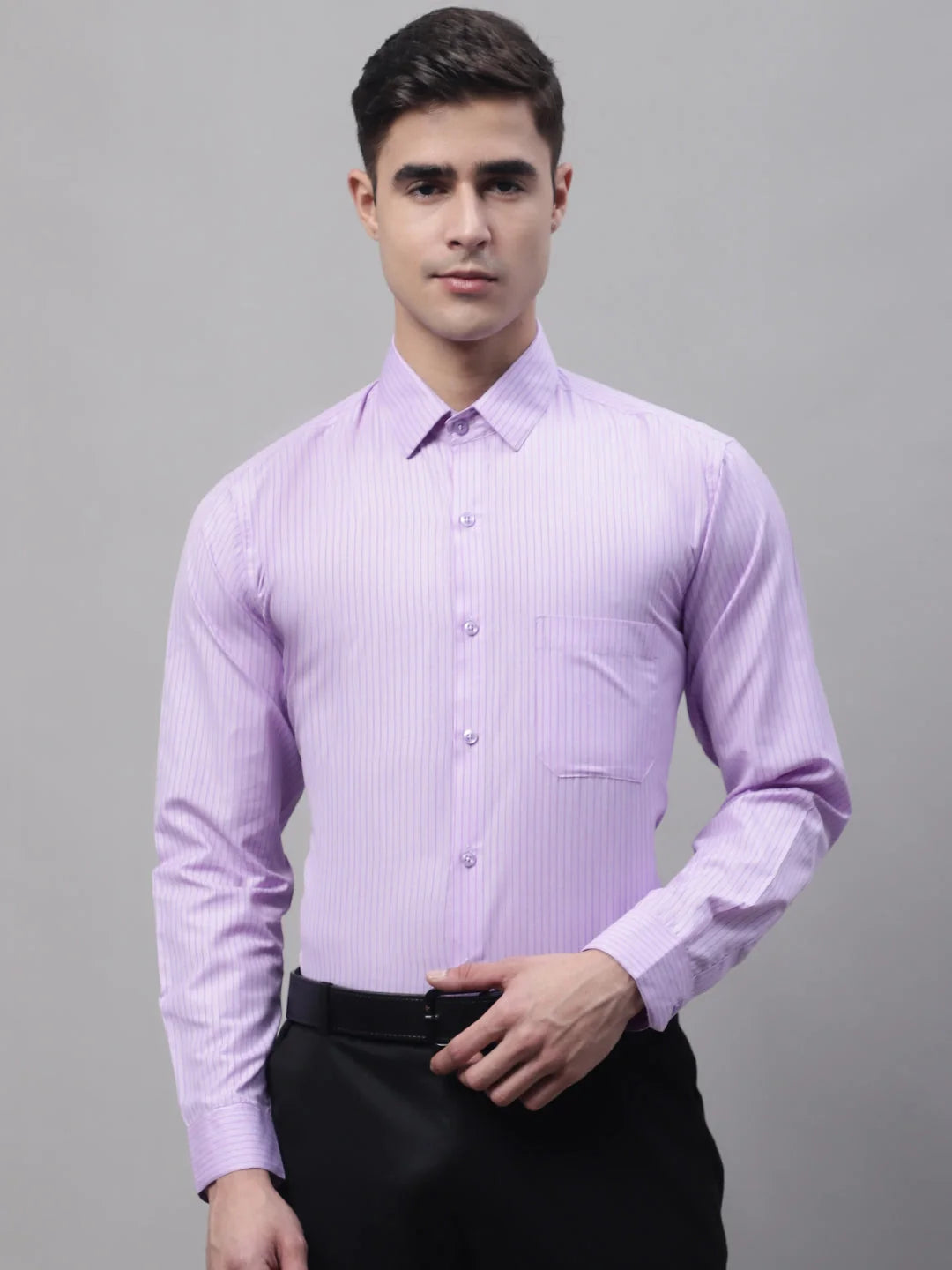 Men Purple Striped Formal Shirt | Stylish Cotton Formal Shirts