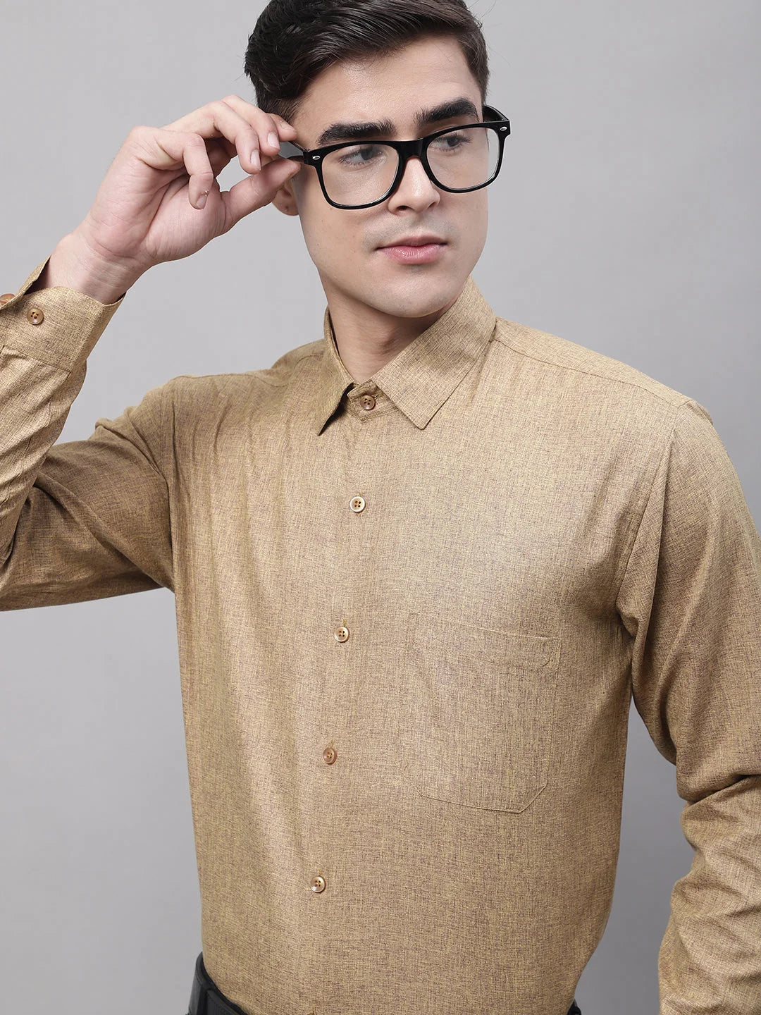 Brown Cotton Formal Shirt - Solid Mens Shirt | Style SF-873