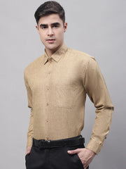Men's Brown Cotton Solid Formal Shirt-SF-873