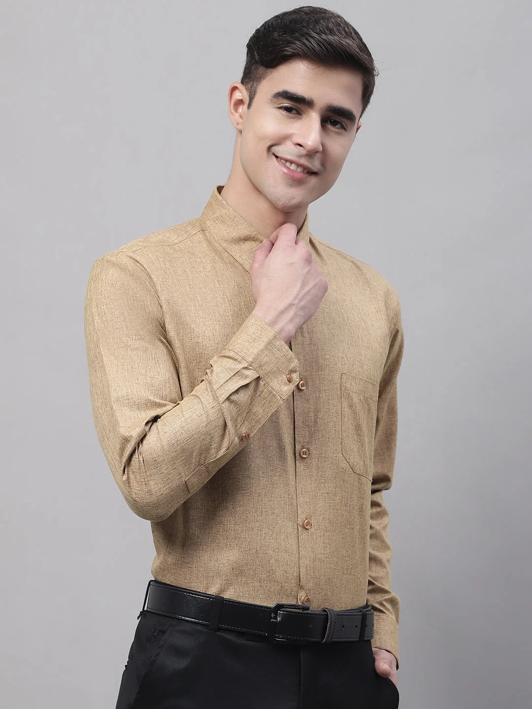 Brown Cotton Formal Shirt - Solid Mens Shirt | Style SF-873