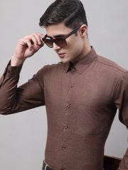 Men's Coffee Brown Cotton Solid Formal Shirt-SF-873