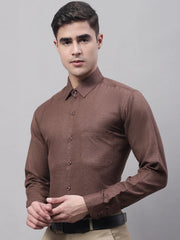 Men's Coffee Brown Cotton Solid Formal Shirt-SF-873