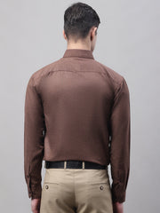 Men's Coffee Brown Cotton Solid Formal Shirt-SF-873