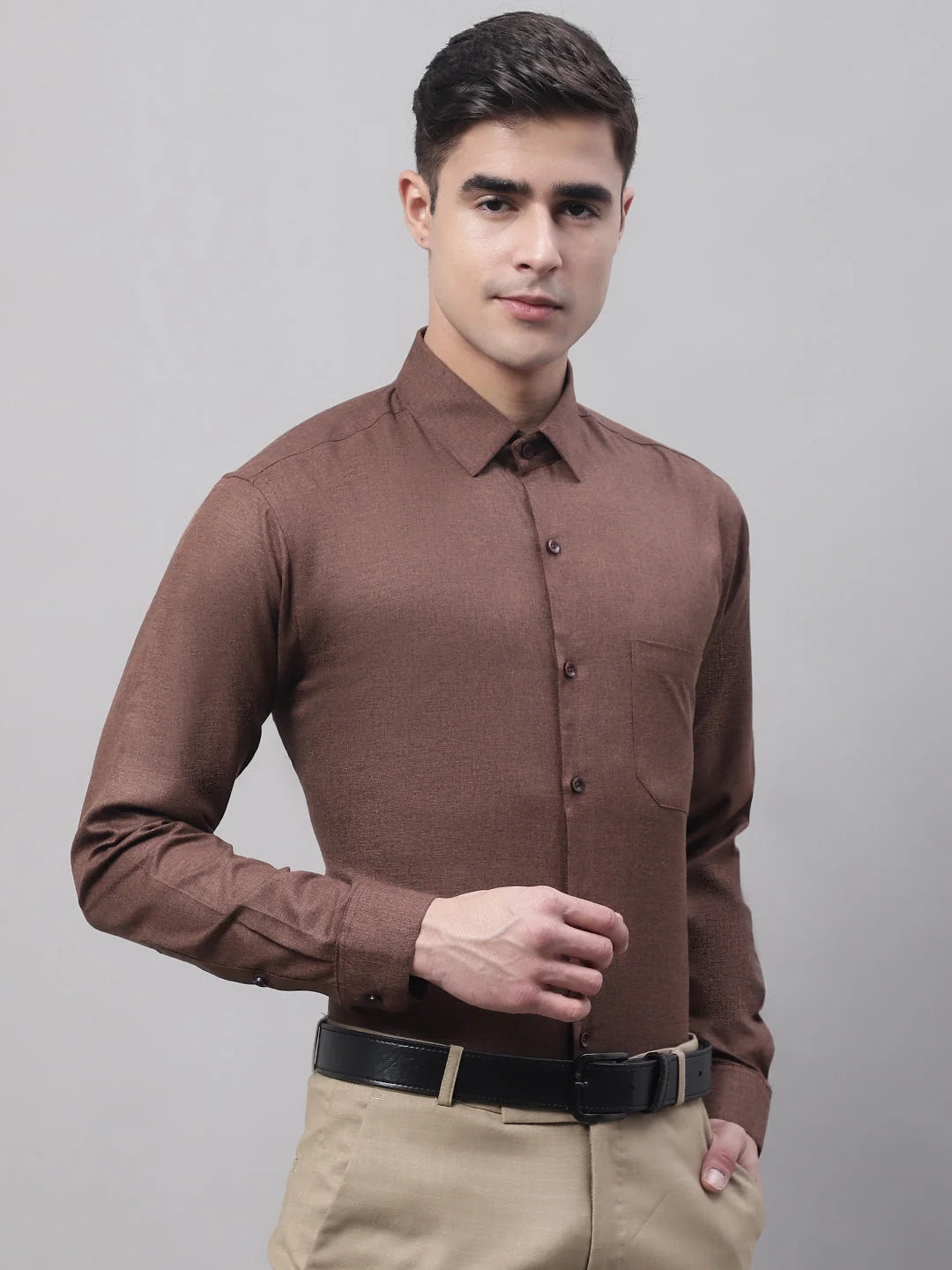 Coffee Brown Cotton Formal Shirt - Solid Mens Shirt SF-873