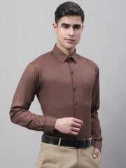 Men's Coffee Brown Cotton Solid Formal Shirt-SF-873