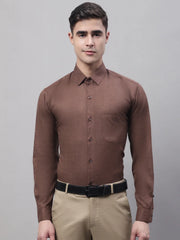Men's Coffee Brown Cotton Solid Formal Shirt-SF-873