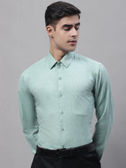 Men's Green Cotton Solid Formal Shirt-SF-873