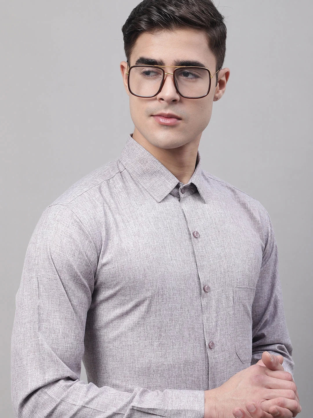 Grey Cotton Formal Shirt - Solid Mens Shirt SF-873 | On Sale