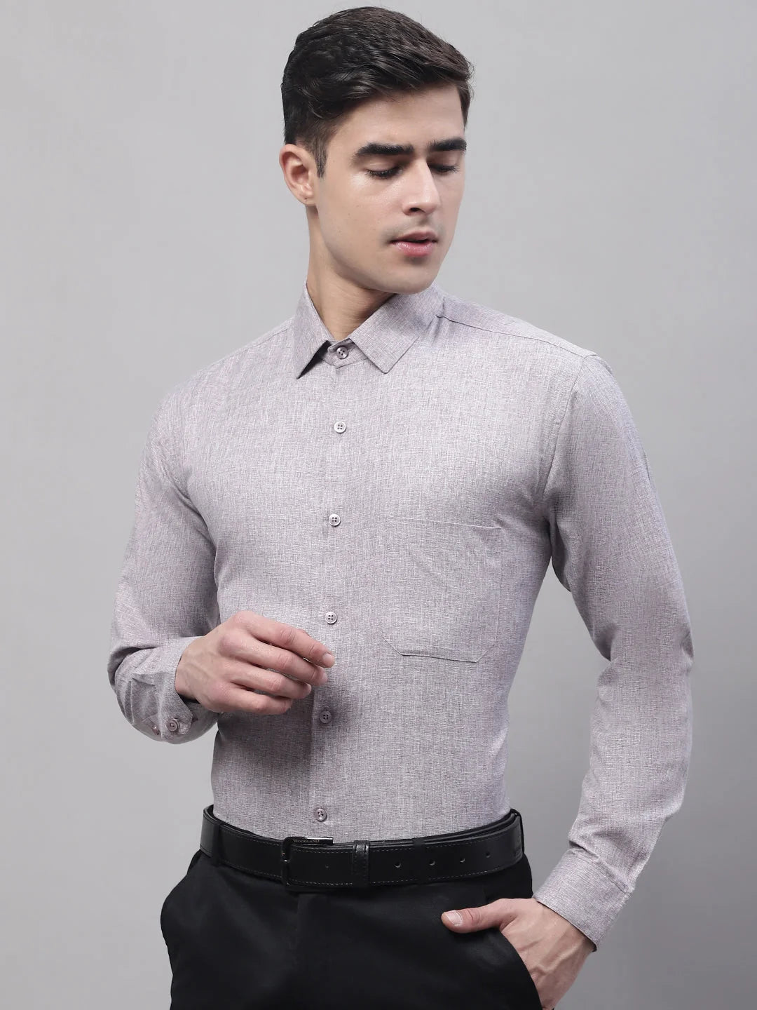Grey Cotton Formal Shirt - Solid Mens Shirt SF-873 | On Sale