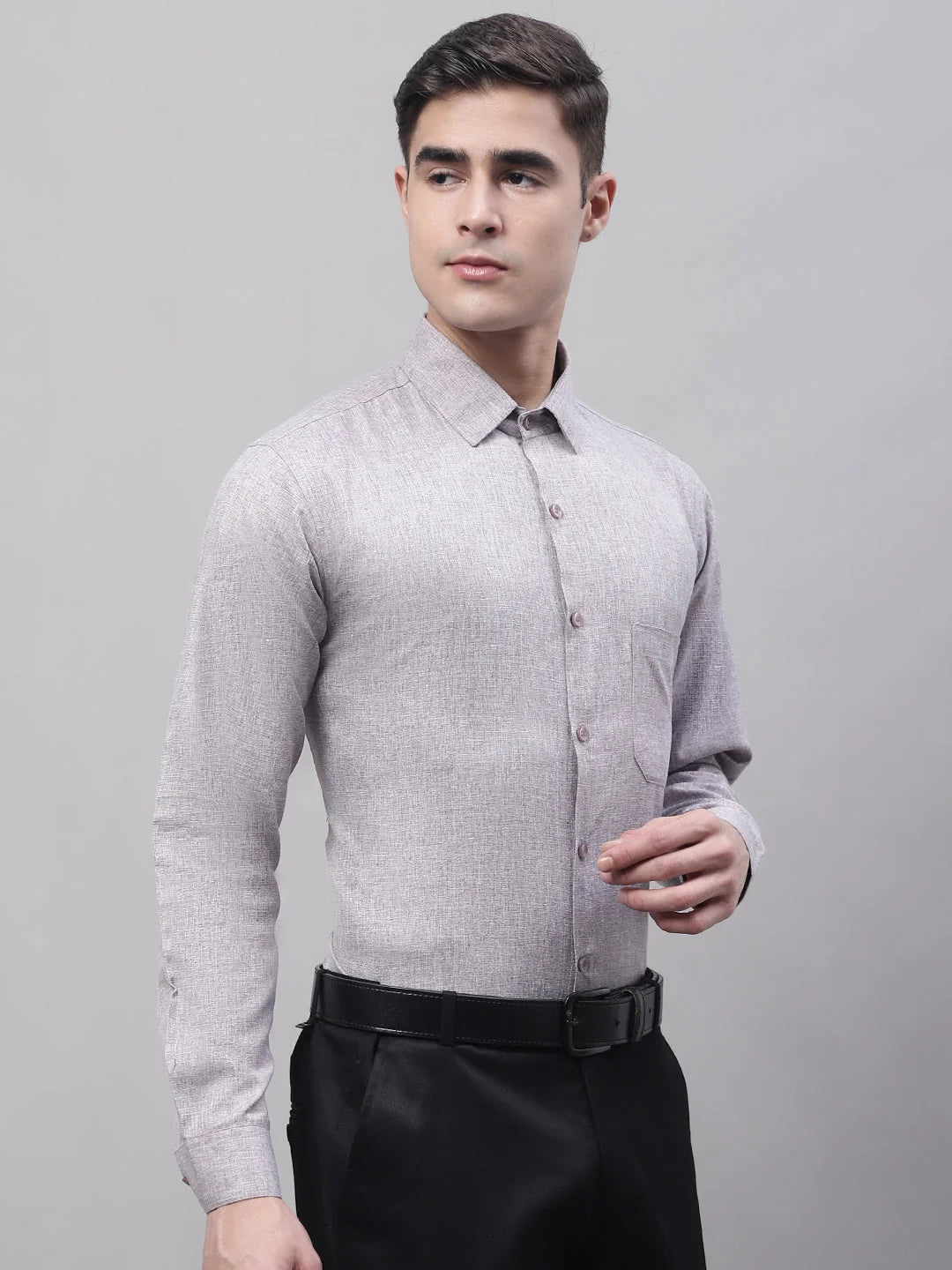 Grey Cotton Formal Shirt - Solid Mens Shirt SF-873 | On Sale