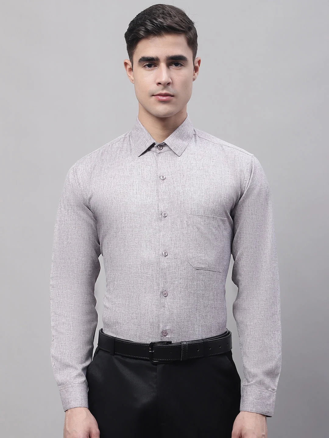 Grey Cotton Formal Shirt - Solid Mens Shirt SF-873 | On Sale