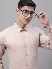 Men's Light-Brown Cotton Solid Formal Shirt-SF-873