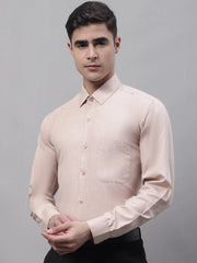 Men's Light-Brown Cotton Solid Formal Shirt-SF-873