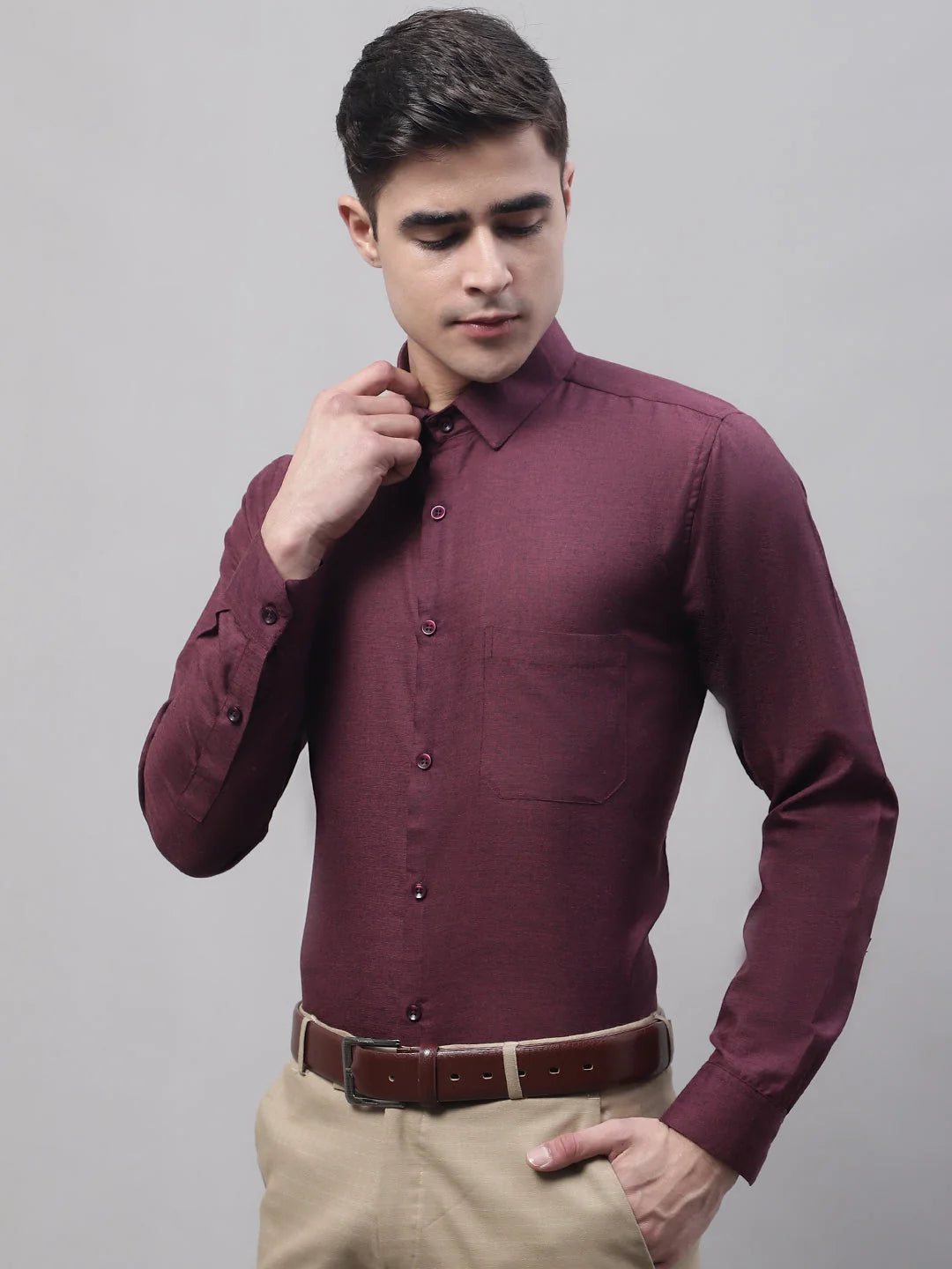 Maroon Cotton Formal Shirts - Solid Mens Shirt Collection