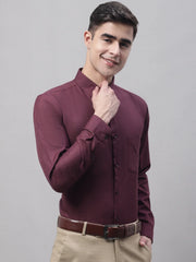 Men's Maroon Cotton Solid Formal Shirt-SF-873