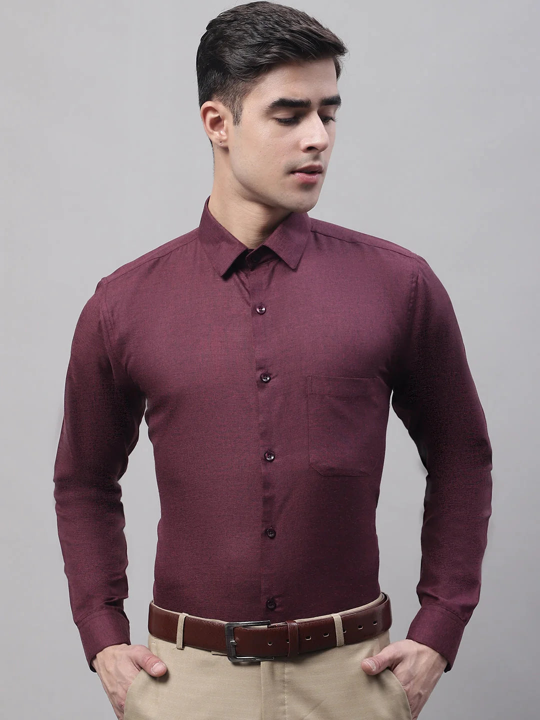 Maroon Cotton Formal Shirts - Solid Mens Shirt Collection