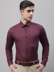 Men's Maroon Cotton Solid Formal Shirt-SF-873