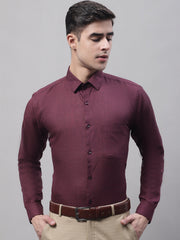 Men's Maroon Cotton Solid Formal Shirt-SF-873