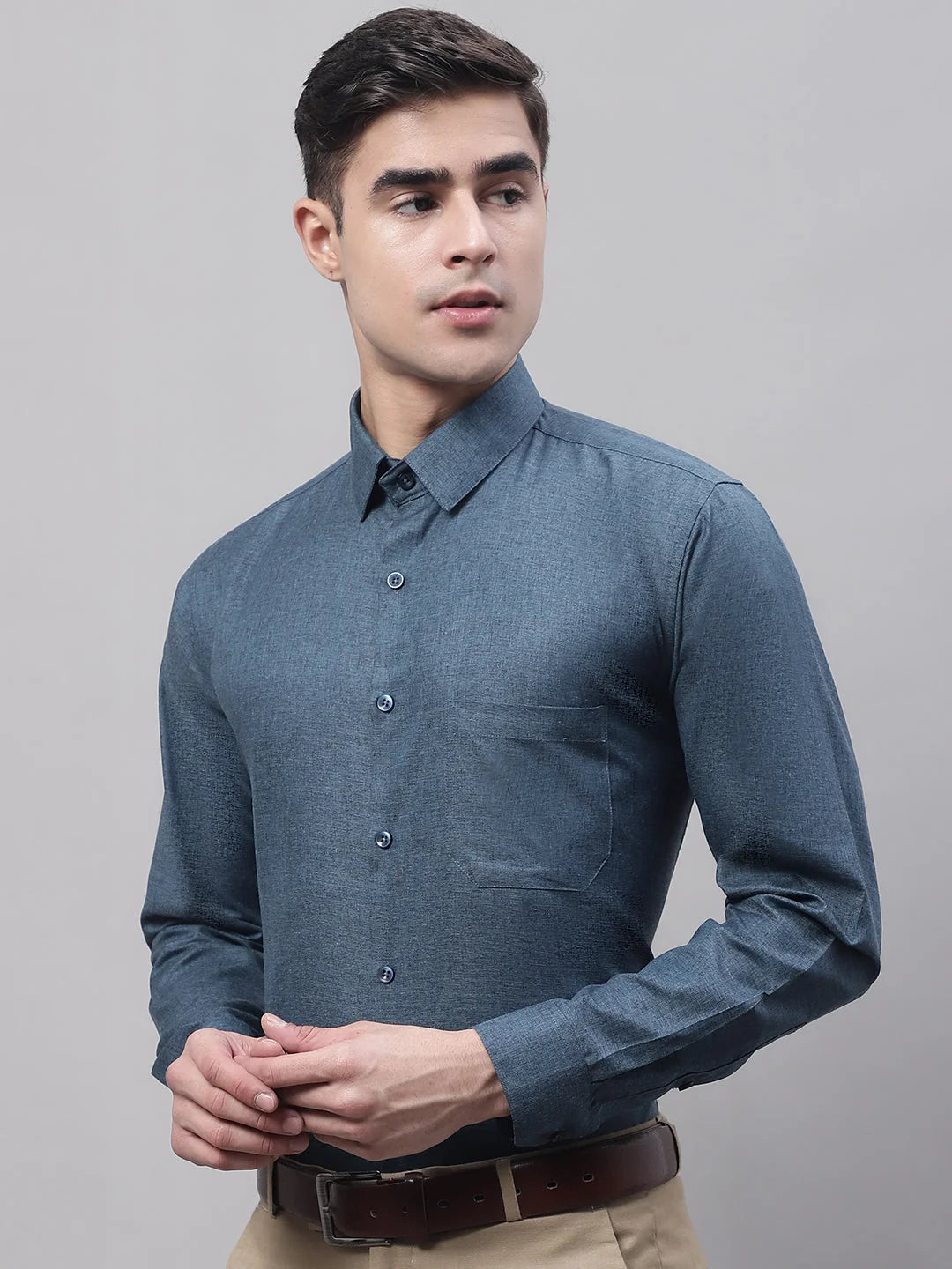 Teal Blue Cotton Formal Shirt - Stylish Mens Shirts Online