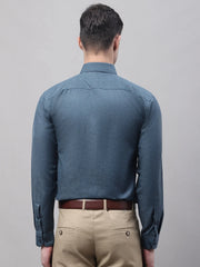 Men's Teal Blue Cotton Solid Formal Shirt-SF-873