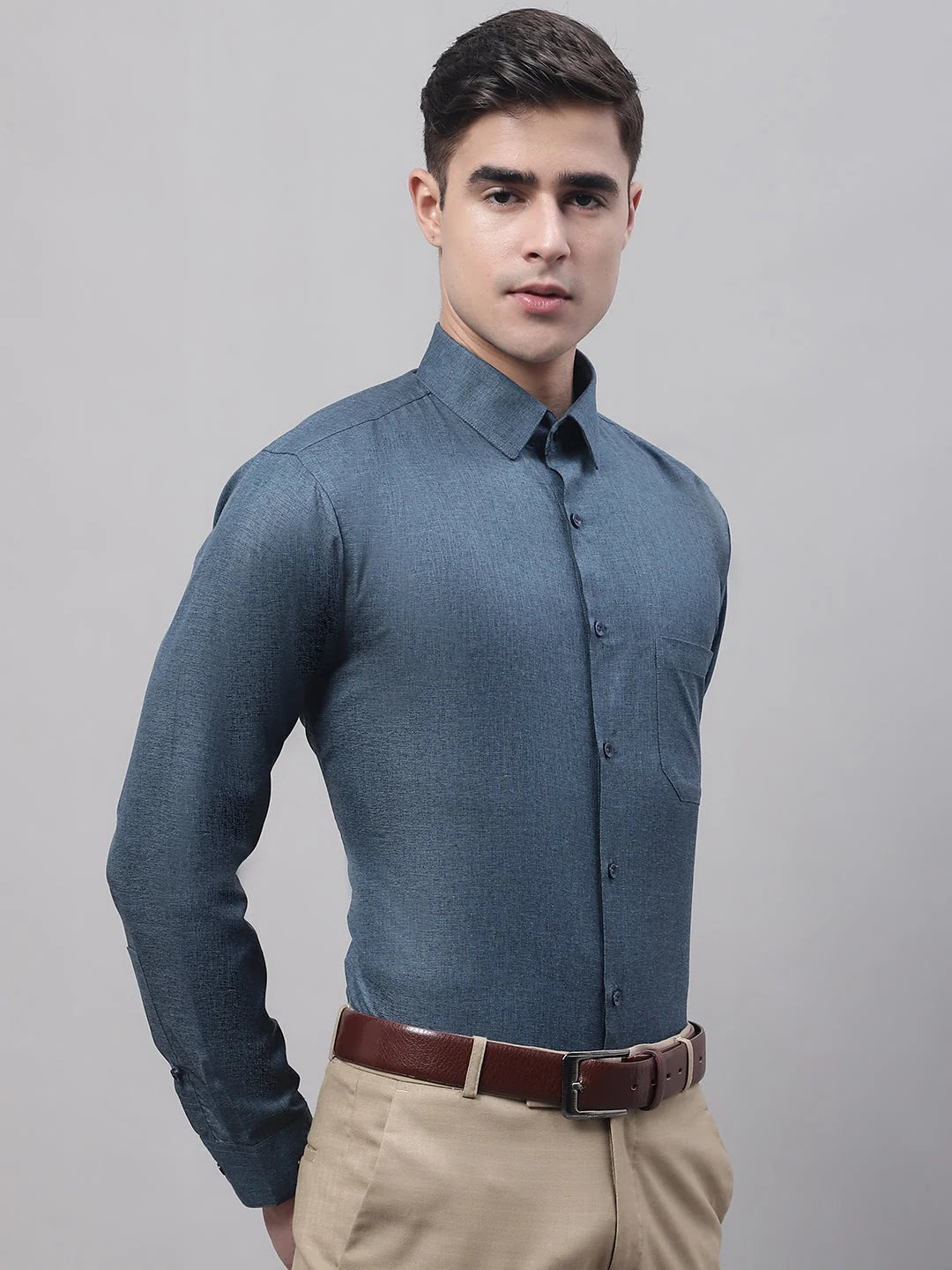 Teal Blue Cotton Formal Shirt - Stylish Mens Shirts Online