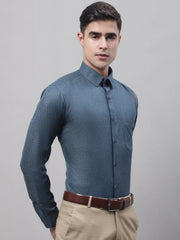 Men's Teal Blue Cotton Solid Formal Shirt-SF-873