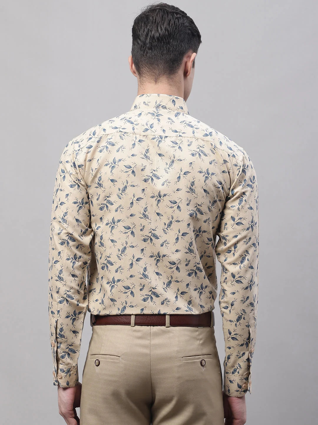 Beige Printed Cotton Formal Shirt - Stylish Mens Shirts