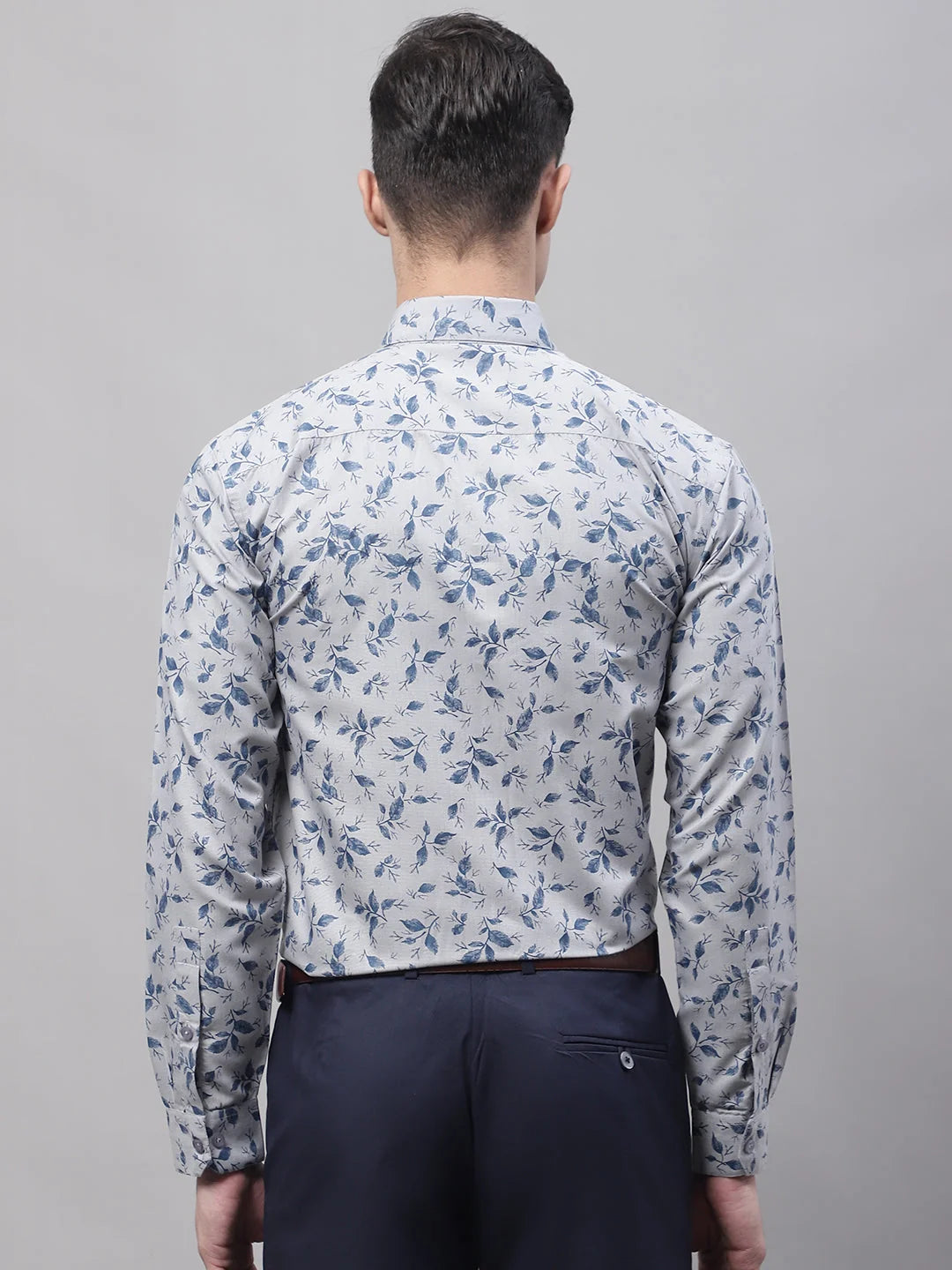 Grey Printed Cotton Formal Shirt - Stylish Mens Shirts