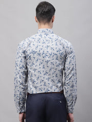 Men Grey Regular Fit Printed Pure Cotton Formal Shirt-SF-874