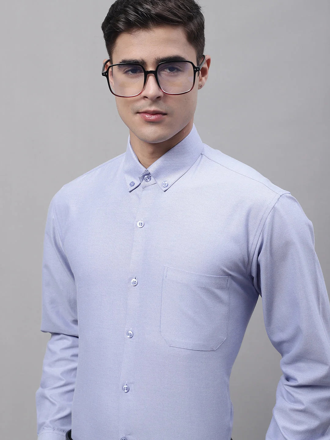 Blue Cotton Mens Shirt - Solid Formal Shirts For Men