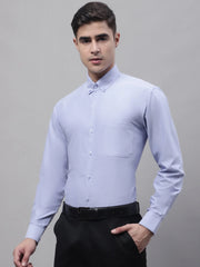Men's Blue Cotton Solid Formal Shirt-SF-875