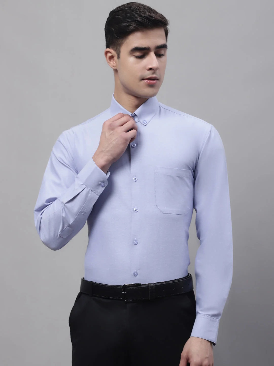 Blue Cotton Mens Shirt - Solid Formal Shirts For Men