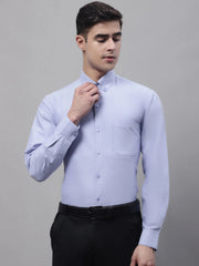 Men's Blue Cotton Solid Formal Shirt-SF-875