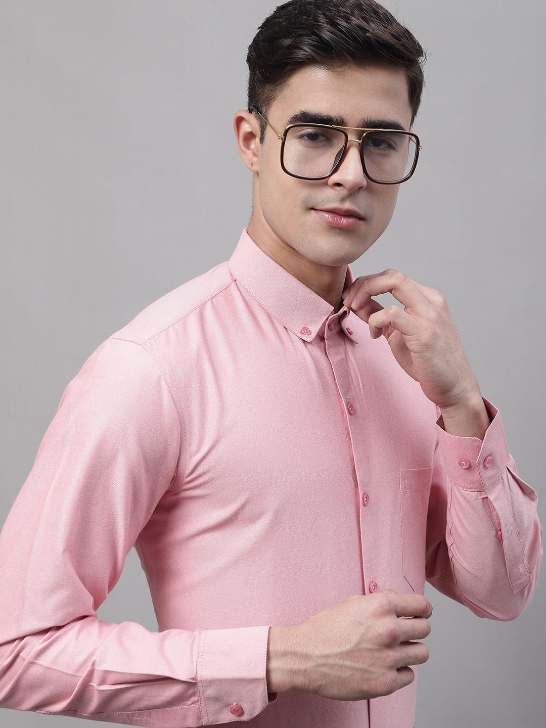 Men's Coral Cotton Solid Formal Shirt-SF-875