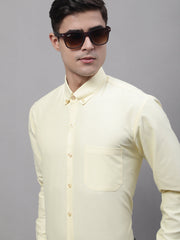 Men's Lemon Cotton Solid Formal Shirt-SF-875