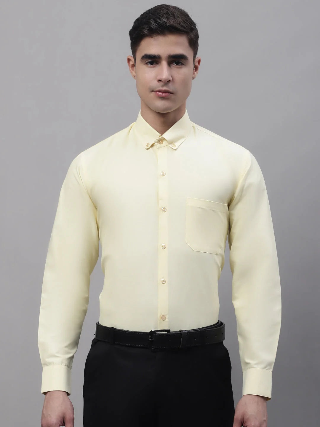Lemon Cotton Mens Shirt - Solid Formal Shirts For Men