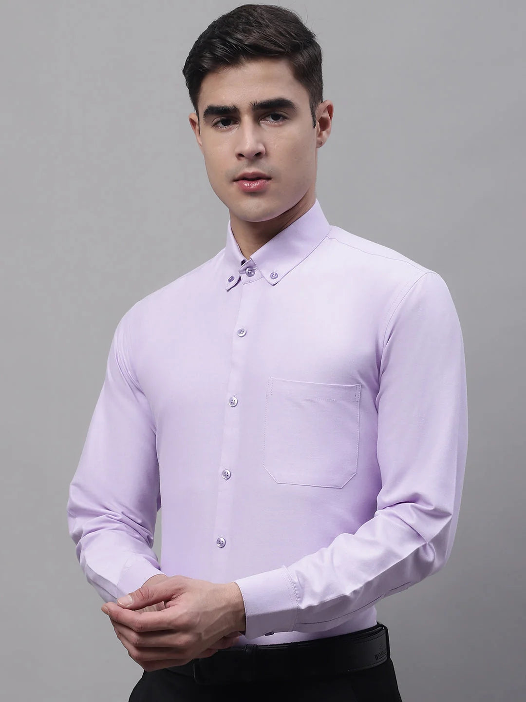 Light Purple Cotton Mens Shirt - Solid Formal Shirts For Men