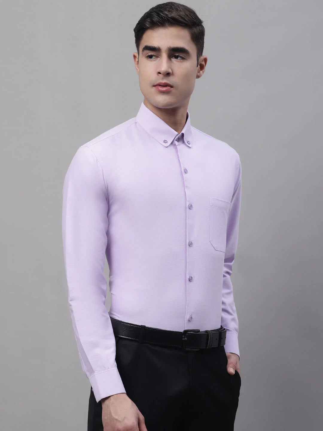 Light Purple Cotton Mens Shirt - Solid Formal Shirts For Men