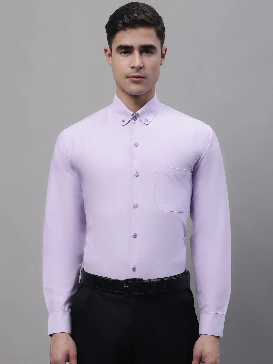 Light Purple Cotton Mens Shirt - Solid Formal Shirts For Men