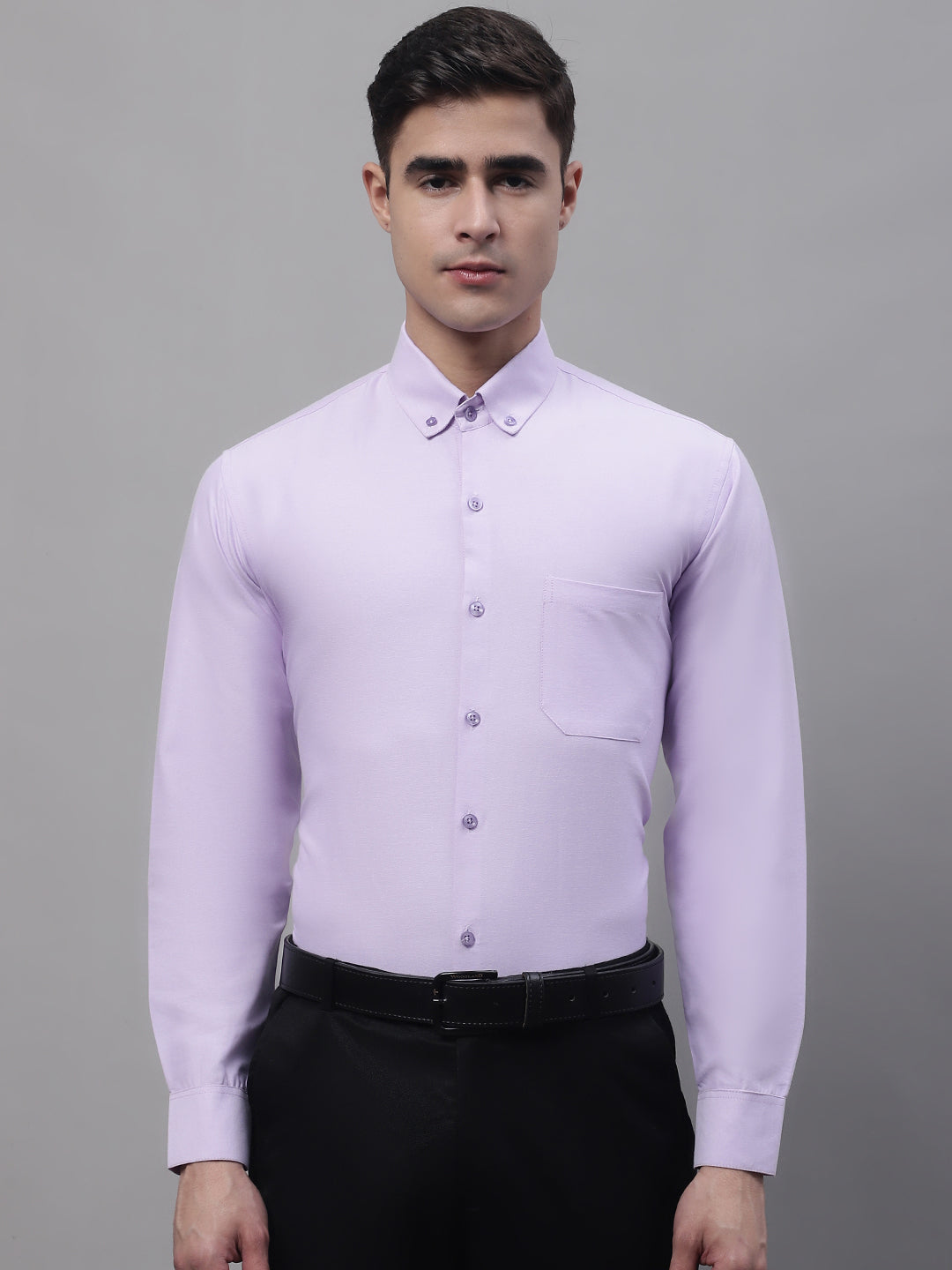 Light Purple Cotton Mens Shirt - Solid Formal Shirts For Men