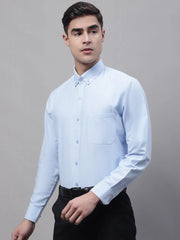 Men's Sky Blue Cotton Solid Formal Shirt-SF-875
