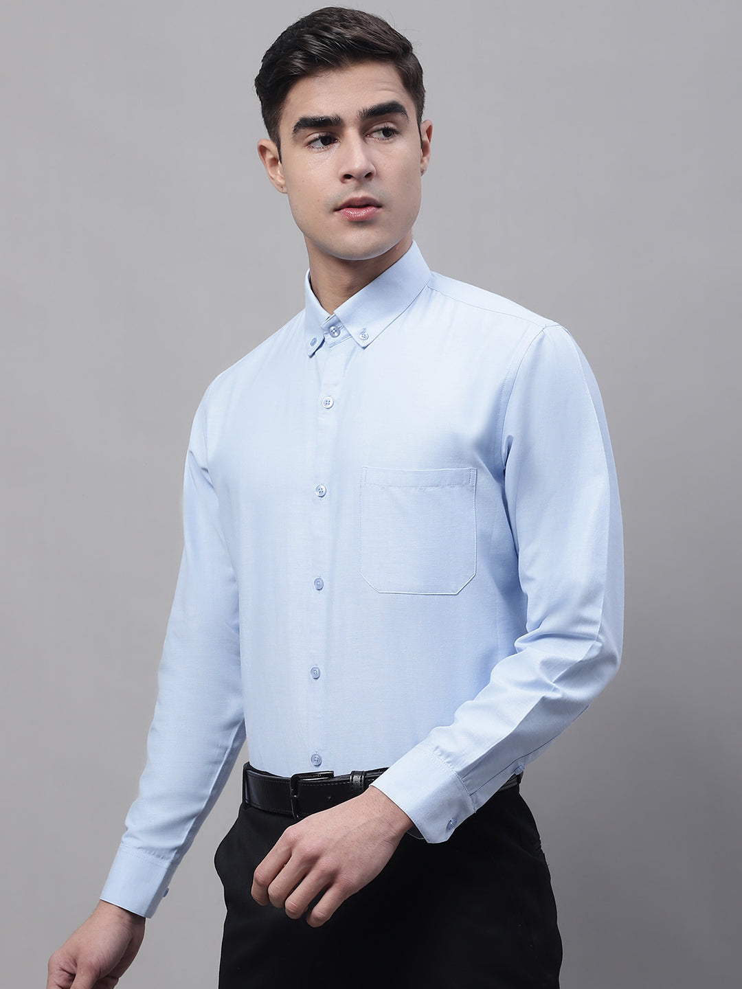 Sky Blue Cotton Mens Shirt - Solid Formal Shirts For Men